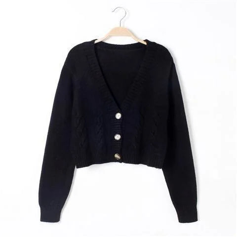 Juliana™ | Croppad Cardigan Långärmad Tröja