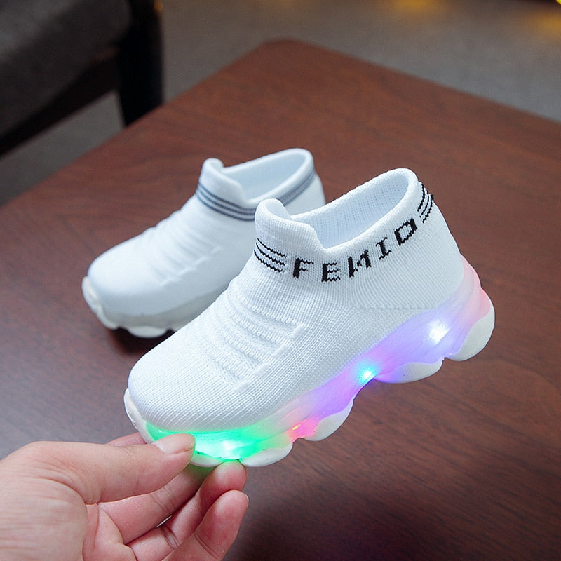 KIDSOLE© | Unisex, Fenio, LED-skor, Ultrakomfort, Halkfri