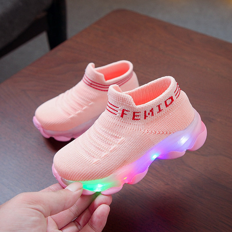 KIDSOLE© | Unisex, Fenio, LED-skor, Ultrakomfort, Halkfri